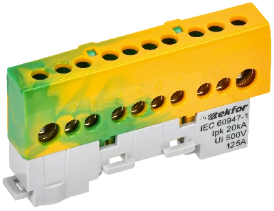 TEKFOR Шина PE земля изолированная на универсальном держателе 8х12-10-ЖЗ IEK