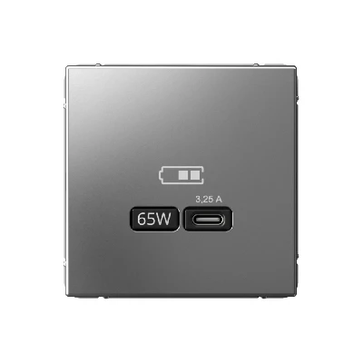 ARTGALLERY USB розетка тип-С 65Вт высокоскор.заряд. QC, PD, механизм, сталь Systeme Electric GAL000927
