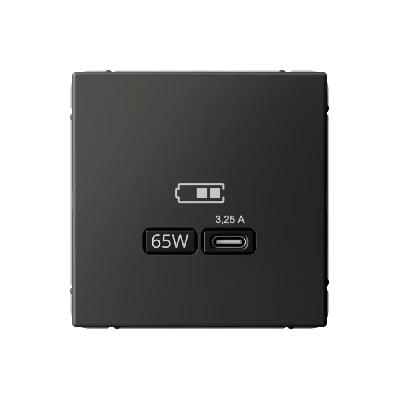 ARTGALLERY USB розетка тип-С 65Вт высокоскор.заряд. QC, PD, механизм, базальт Systeme Electric GAL001427