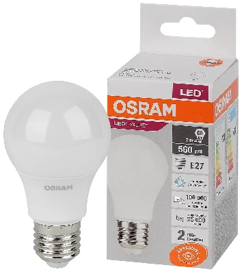 Лампа светодиодная LED 7 Вт E27 6500К 560Лм груша 220 В (замена 60Вт) OSRAM LEDVANCE 4058075578791