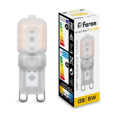Лампа светодиодная LED 5вт 230в G9 теплый капсульная FERON LB-430 25636