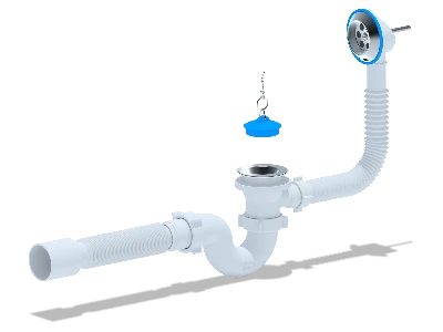 Сифон для ванны АНИ 1 1/2' с выпуском и переливом с гибкой трубой 40х50 АНИ пласт E155