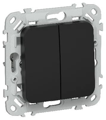 FLITE Выключатель 2-клавишный проходной 10А ВС62-1-0-ФлЧ черный IEK