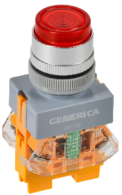 Кнопка D7-11D d=22мм 1з+1р с подсв. кр. GENERICA IEK BBT50-11D-3-12-K04-G