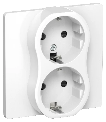 FLITE Розетка 2-местная с заземлением с защитными шторками безвинтовое крепление 16А в сборе РСш12-1-К-ФлБ белый IEK