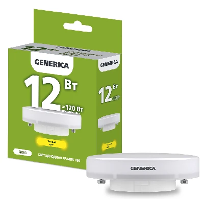 Лампа светодиодная T80 таблетка 12Вт 230В 3000К GX53 GENERICA IEK LL-T80-12-230-30-GX53-G