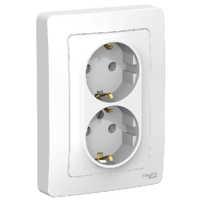 BLANCA скрытой установки розетка двойная с заземлением без шторок, 16А, 250В, белый Systeme Electric BLNRS001021