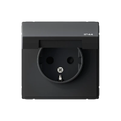 ARTGALLERY розетка с заземл. со шт. с крышк, 16А, IP44, механизм, карбон Systeme Electric GAL441046