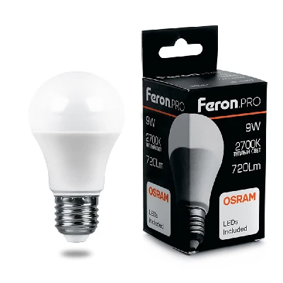 Лампа светодиодная LED 9вт Е27 теплый Feron.PRO FERON LB-1009 38026