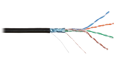 Витая пара F/UTP 4 пары кат.5e одножильный медный 0.50мм внешний PE до -60С черный NIKOMAX NKL 4700B-BK ЭКО03290