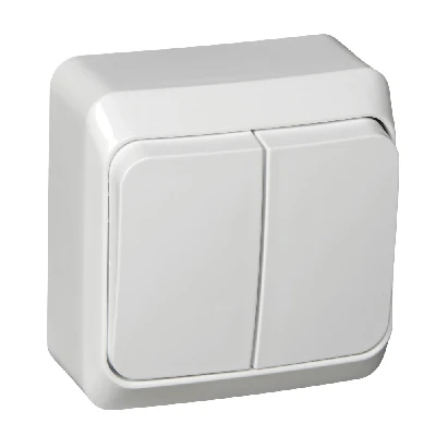 ЭТЮД Выключатель двухклавишный наружный с подсветкой белый сх.5 Systeme Electric BA10-006B