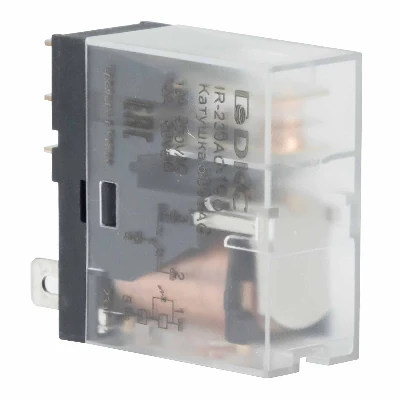 Реле миниатюрное промышленное, 1CO, ком. ток 12А, AgSnO2, напряжение 230V AC, опция: светодиод DKC IR-230AC-1CO