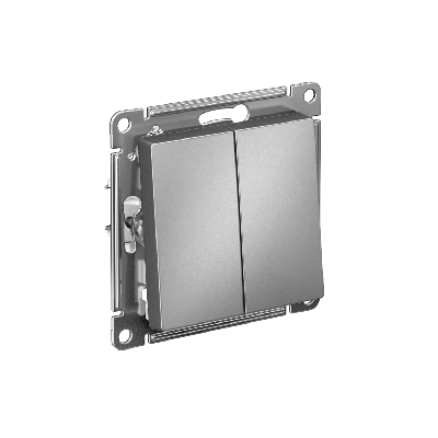 ATLASDESIGN 2-клавишный ВЫКЛЮЧАТЕЛЬ, сх.5, 10АХ, быстрозажимные клеммы, СТАЛЬ