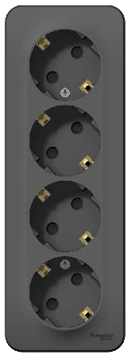 Розетка BLANCA наружная 4-я с заземлением со шторками с изоляционной пластиной 16А 250В антрацит Systeme Electric BLNRA011416