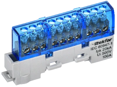 TEKFOR Шина N ноль изолированная на универсальном держателе 6х9-10-С IEK