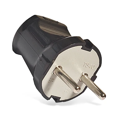 Вилка электрическая без заземлением черная 6А 250В (еврослот) UNIVersal A0113 А0113