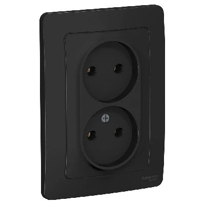 BLANCA скрытой установки розетка двойная без заземления без шторок, 16А, 250В, антрацит Systeme Electric BLNRS000026