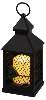 Новогодний декоративный светильник Сочельник, черный, 1 LED, 3*AАA, 10*10*23 см ERANY-DF02 ЭРА Б0060488