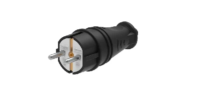 Вилка 2К+З прямая каучуковая 16А/250В IP44 Чёрная MultiSet Systeme Electric MST4001BK