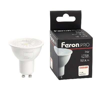 Лампа светодиодная LED 7вт 230в GU10 теплый с линзой 38 гр. Feron.PRO FERON LB-1607 38176