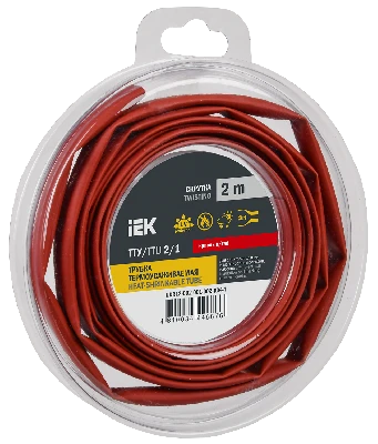 Трубка термоусадочная ТТУ нг-LS 2/1 красная (2м/упак) IEK UDR12-002-001-002-K04-T