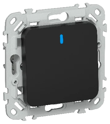 FLITE Выключатель 1-клавишный проходной с индикацией 10А ВС61-1-1-ФлЧ черный IEK