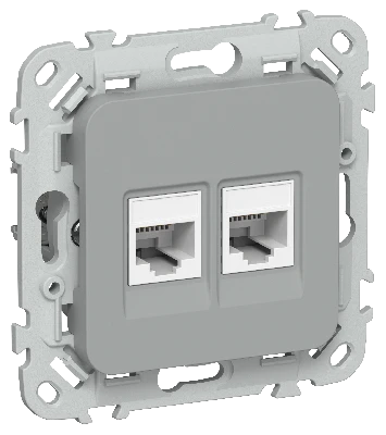 FLITE Розетка 2-местная компьютерная RJ45 категория 5Е UTP РК5е-2-0-ФлС серый IEK