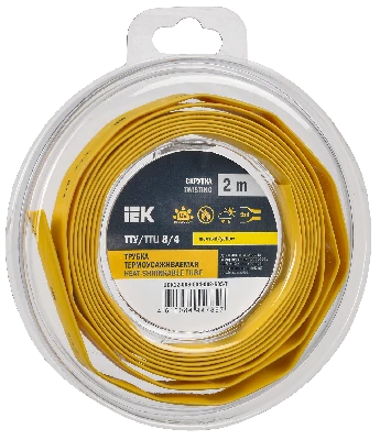 Трубка термоусадочная ТТУ нг-LS 8/4 желтая (2м/упак) IEK UDR12-008-004-002-K05-T