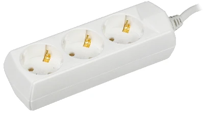 Удлинитель бытовой 03 3 места 2P+PE/3м 3х1мм2 10А/250В GE NERICA IEK WYP10-10-03-03-Z-G