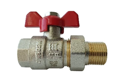 Кран шаровой BVR-FR ГОСТ Р 59553 с накидной гайкой и ниппелем DN15  PN40 Т от -20С ...+120С материал корпуса латунь,'рукоятка-бабочка'