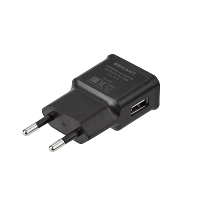 Устройство сетевое зарядное USB, 5V, 2.1 A, черное,