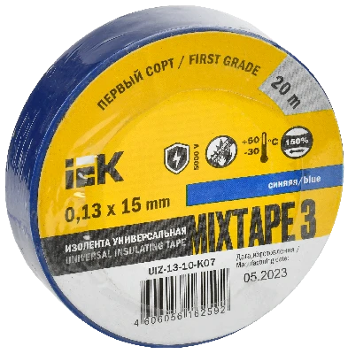 Изолента ПВХ синяя 15мм 20м IEK UIZ-13-10-K07
