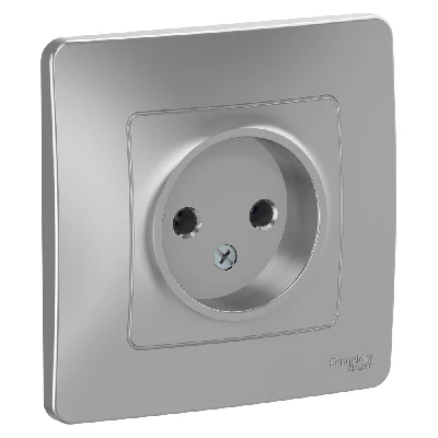 BLANCA скрытой установки розетка без заземления без шторок 16А, 250В, алюминий Systeme Electric BLNRS000013