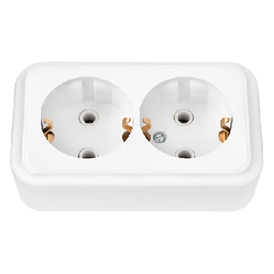 Беларусь Розетка двойная наружная с заземлением БелТИЗ РА16-250             Розетка РА16-250