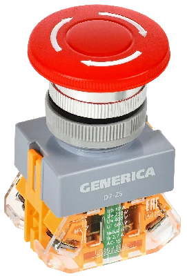 Кнопка D7-ZS Грибок d=22мм 1з+1р пов. с фикс. кр. GENERICA IEK BBG50-11ZS-3-21-K04-G