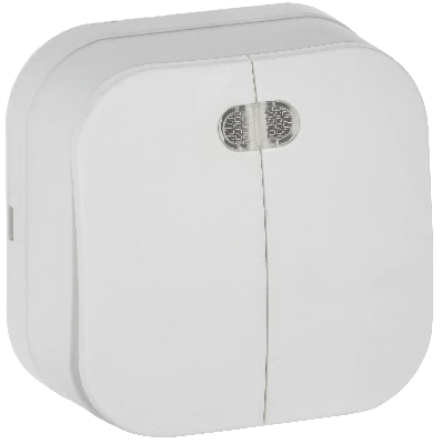 GLORY Выключатель 2-клавишный для открытой установки с индикацией 10А ВС20-2-1-ХБм белый матовый IEK