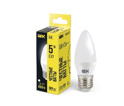 Лампа светодиодная C35 свеча 5Вт 230В 4000К E27 IEK LLE-C35-5-230-40-E27