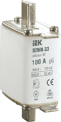 Плавкая вставка предохранителя ППНИ-33, габарит 00, 100А IEK DPP10-100