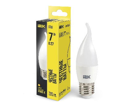 Лампа светодиодная CB35 свеча на ветру 7Вт 230В 3000К E27 IEK LLE-CB35-7-230-30-E27