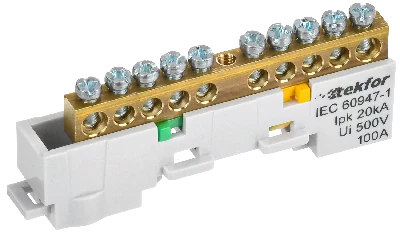 TEKFOR Шина PE земля неизолированная на универсальном держателе 6х9-10-Ж IEK