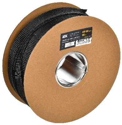 Оплетка кабельная 40-50мм полиэстер 50м черная IEK UBS10-PL-4060-050-K02