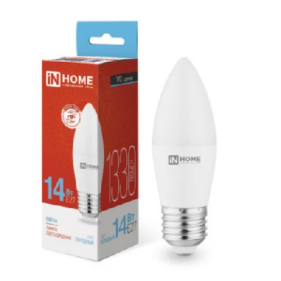 Лампа светодиодная LED-СВЕЧА-VC 14Вт 230В E27 6500K 1330Лм IN HOME