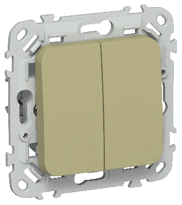 FLITE Выключатель 2-клавишный 10А ВС12-1-0-ФлО оливковый IEK