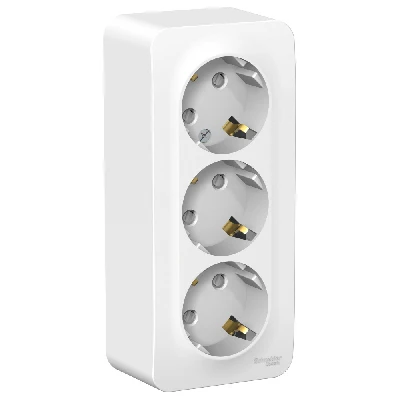 Розетка BLANCA наружная трехпостовая, с заземлением, со шторками, с изолирующей пластиной, 16А, 250В, белый Systeme Electric BLNRA011311