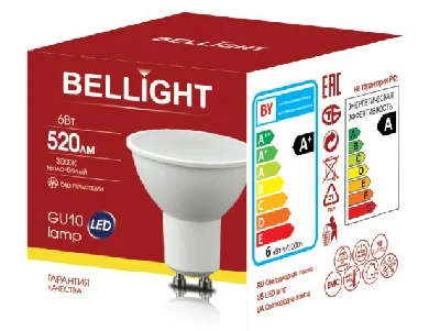 Лампа светодиодная LED 6Вт 3000K 520Лм GU10