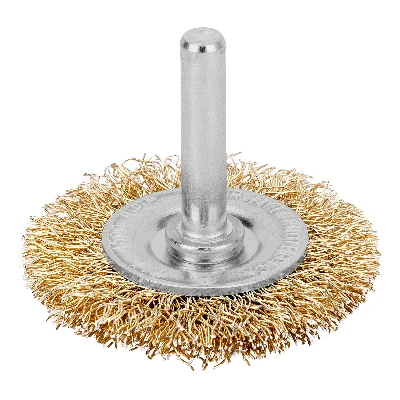 Щетка для дрели, 50 мм, плоская со шпилькой, латунированная витая проволока