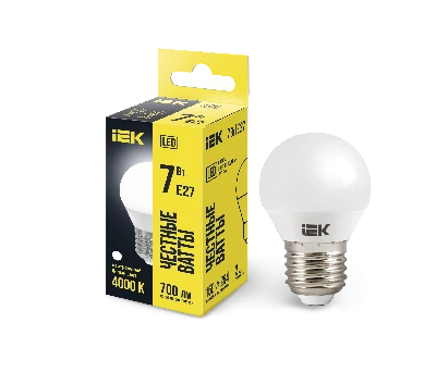 Лампа светодиодная G45 шар 7Вт 230В 4000К E27 IEK LLE-G45-7-230-40-E27