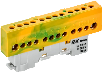 TEKFOR Шина PE земля изолированная на универсальном держателе 8х12-12-ЖЗ IEK