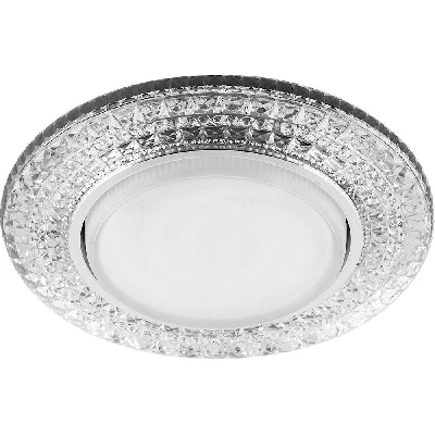 Светильник ДВО-15w GX53 без лампы со светодиодной подсветкой 4000К хром с прозрачным стеклом FERON CD4020 хр/прозр. 29473