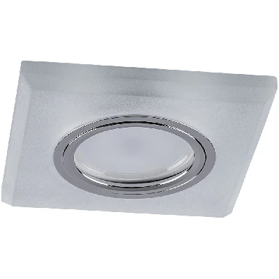 Светильник ИВО-50w G5.3 со светодиодной подсветкой 4000К квадратный белый матовый хром FERON CD8170 32571